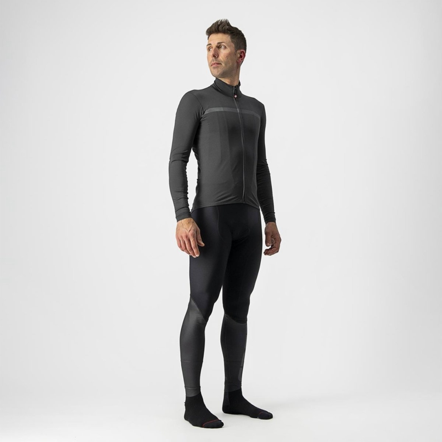 Dark Grey Men Castelli PRO THERMAL MID LS Jersey | MRUF-31978