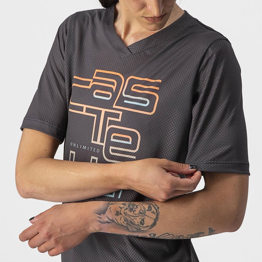 Dark Grey Women Castelli TRAIL TECH W TEE Jersey | HWXB-08325