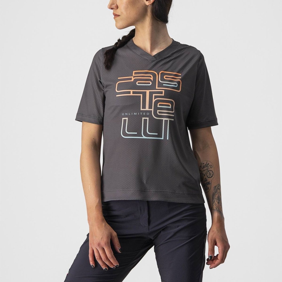 Dark Grey Women Castelli TRAIL TECH W TEE Jersey | HWXB-08325