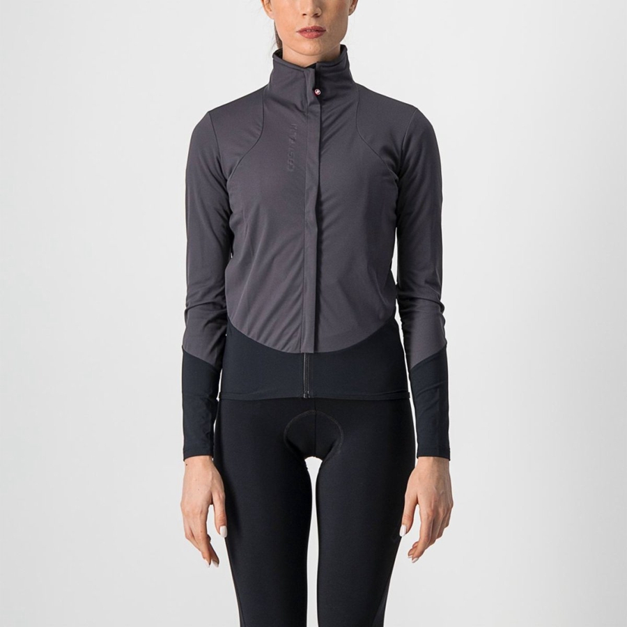 Dark Grey / Black Women Castelli BETA RoS W Jackets | JZFK-13902