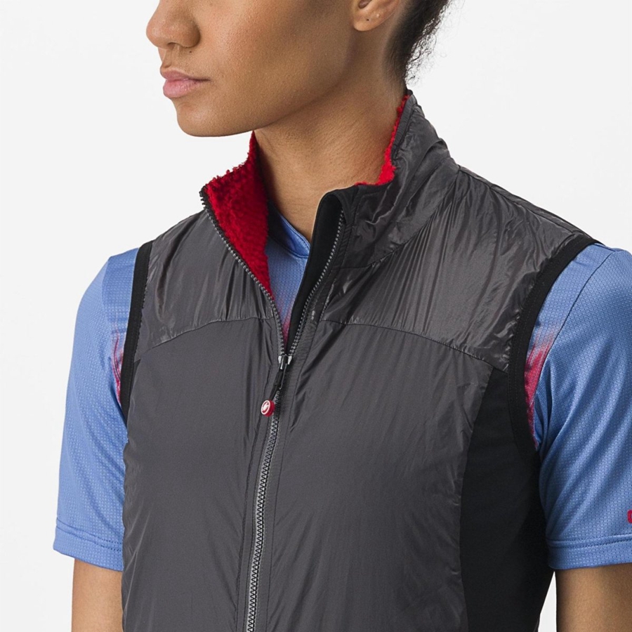 Dark Grey / Red Women Castelli UNLIMITED W PUFFY Vest | JISK-20631