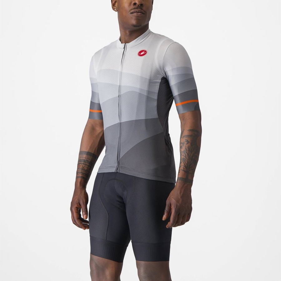 Dark Grey / Silver Grey Men Castelli ORIZZONTE Jersey | XKAC-48560