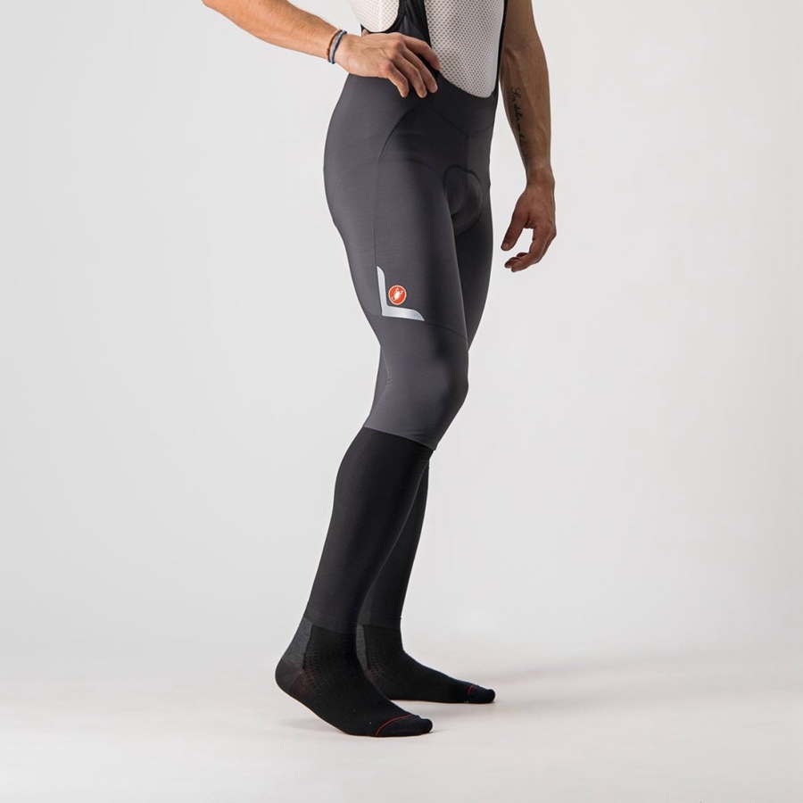 Dark Grey / Silver Men Castelli VELOCISSIMO 5 Bib Tights | IROQ-29063