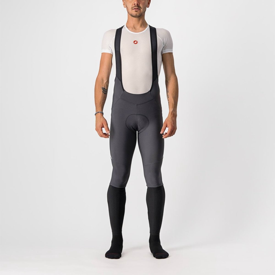 Dark Grey / Silver Men Castelli VELOCISSIMO 5 Bib Tights | IROQ-29063