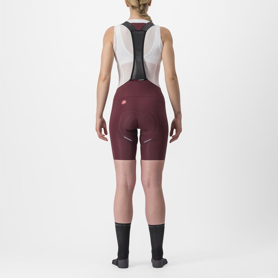 Deep Burgundy Women Castelli FREE AERO RC W Bib Shorts | FPZO-35941