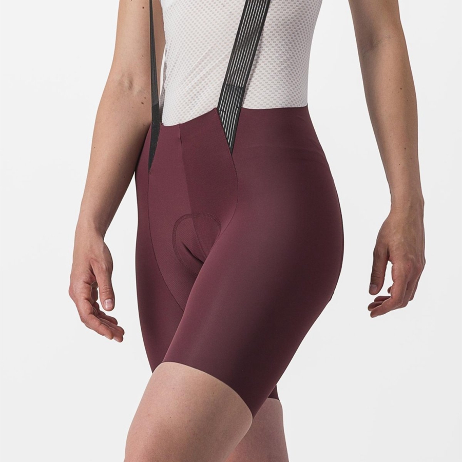 Deep Burgundy Women Castelli FREE AERO RC W Bib Shorts | FPZO-35941