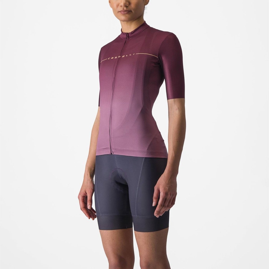 Deep Burgundy / Deep Purple Women Castelli SALITA Jersey | MBWS-01876