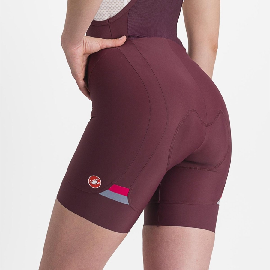 Deep Burgundy / Red Women Castelli PRIMA Bib Shorts | FTGB-95724