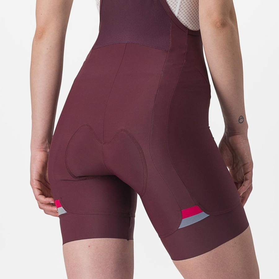 Deep Burgundy / Red Women Castelli PRIMA Bib Shorts | FTGB-95724