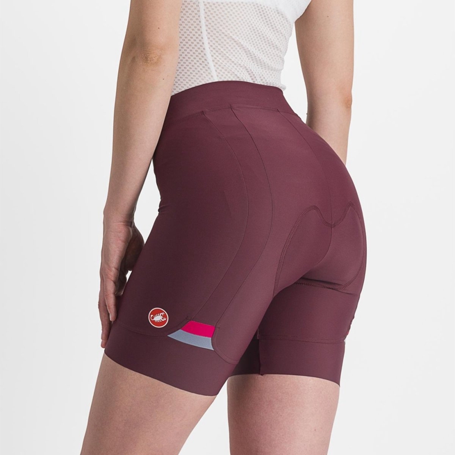 Deep Burgundy / Red Women Castelli PRIMA Shorts | GDSA-63581