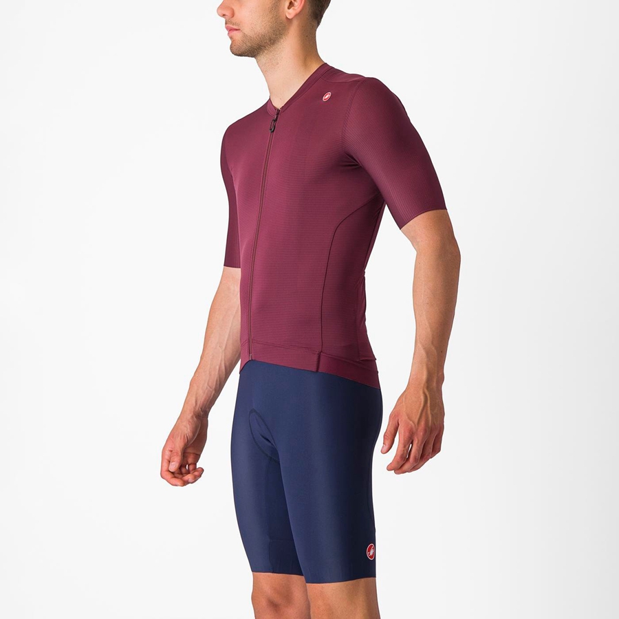 Deep Burgundy / Silver Men Castelli ESPRESSO Jersey | WGKE-02761