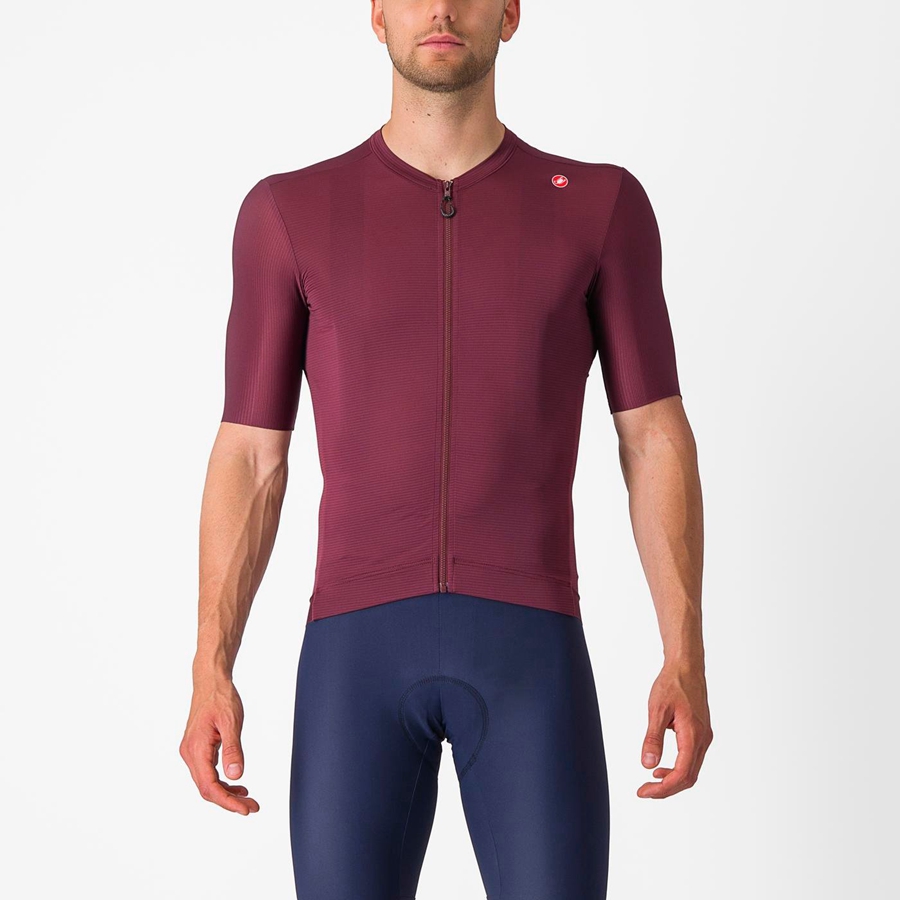 Deep Burgundy / Silver Men Castelli ESPRESSO Jersey | WGKE-02761