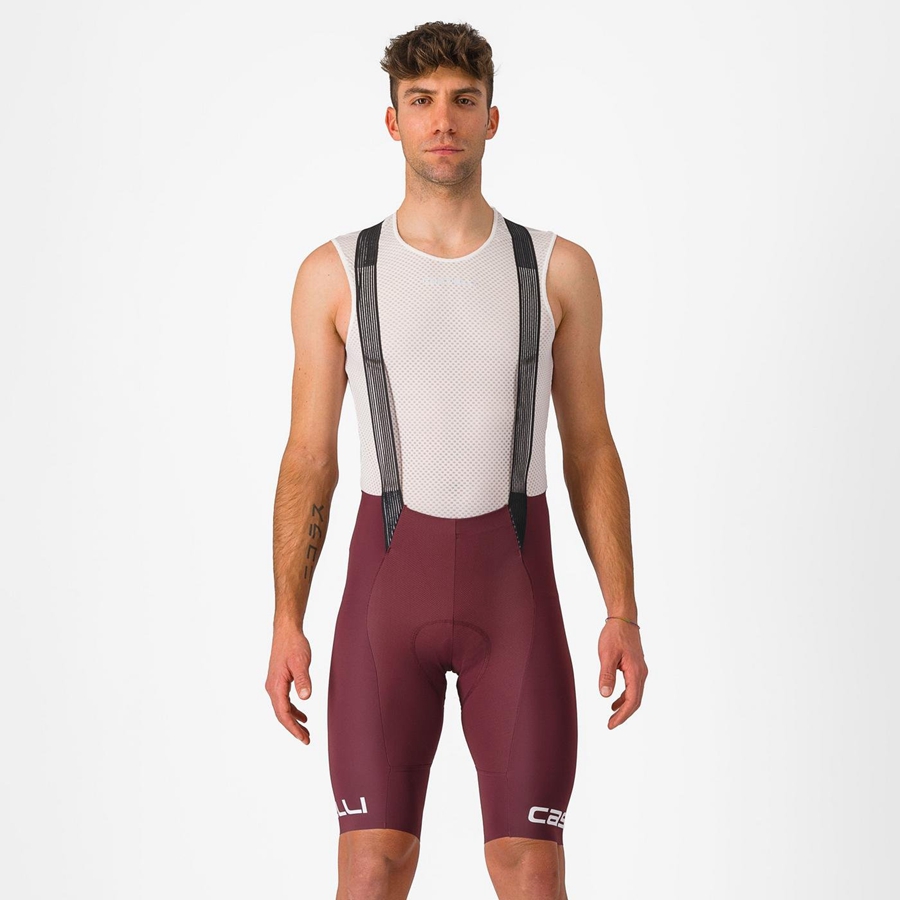 Deep Burgundy / White Men Castelli FREE AERO RC CLASSIC Bib Shorts | QLFY-30756