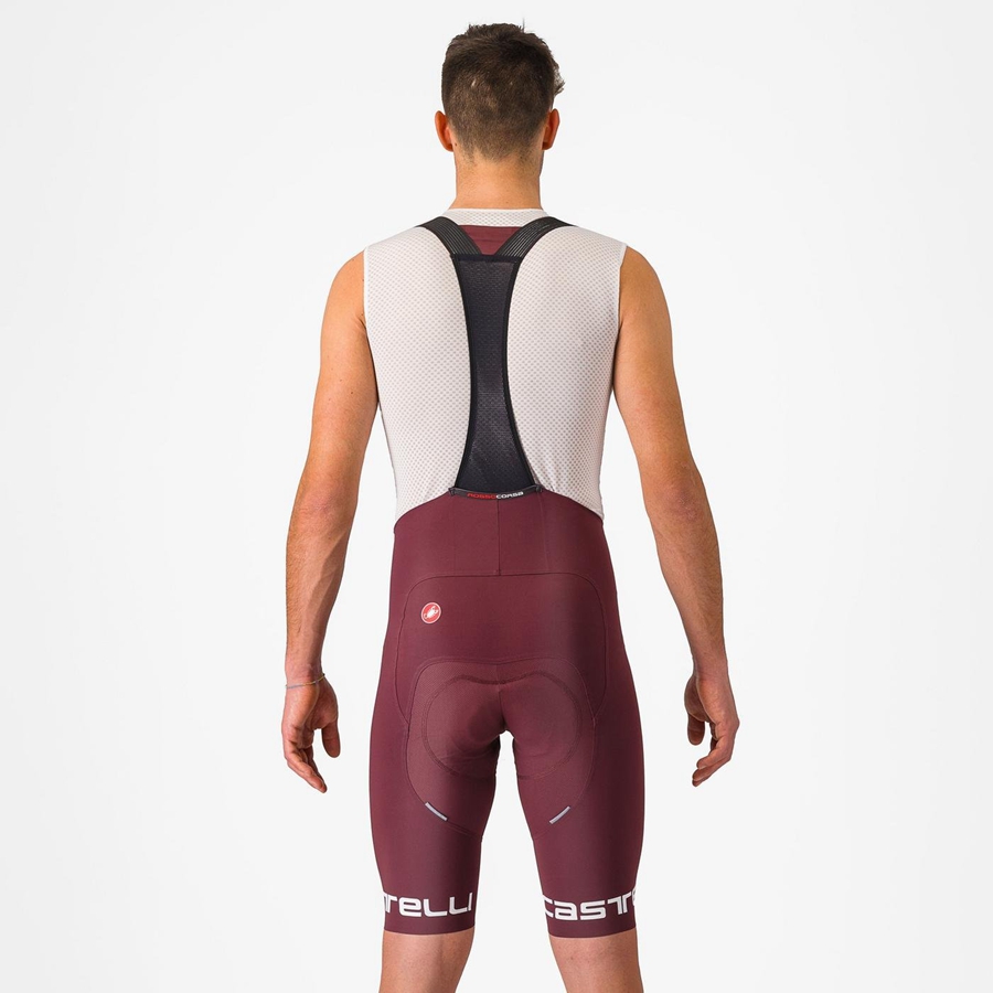 Deep Burgundy / White Men Castelli FREE AERO RC CLASSIC Bib Shorts | QLFY-30756