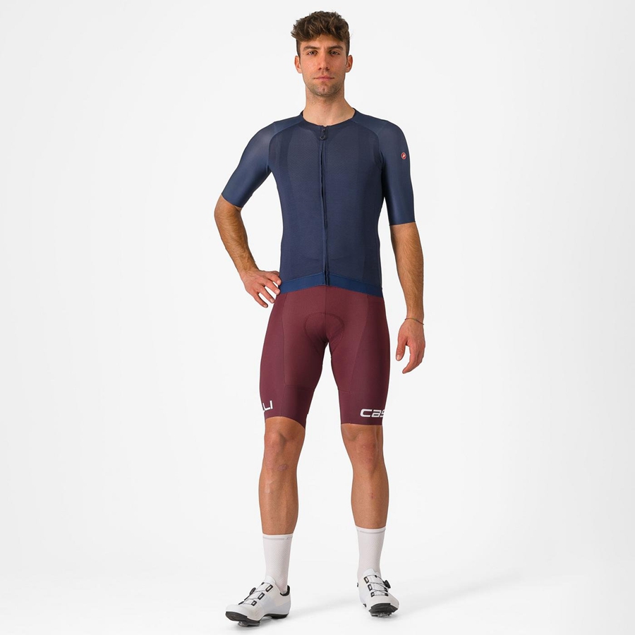 Deep Burgundy / White Men Castelli FREE AERO RC CLASSIC Bib Shorts | QLFY-30756