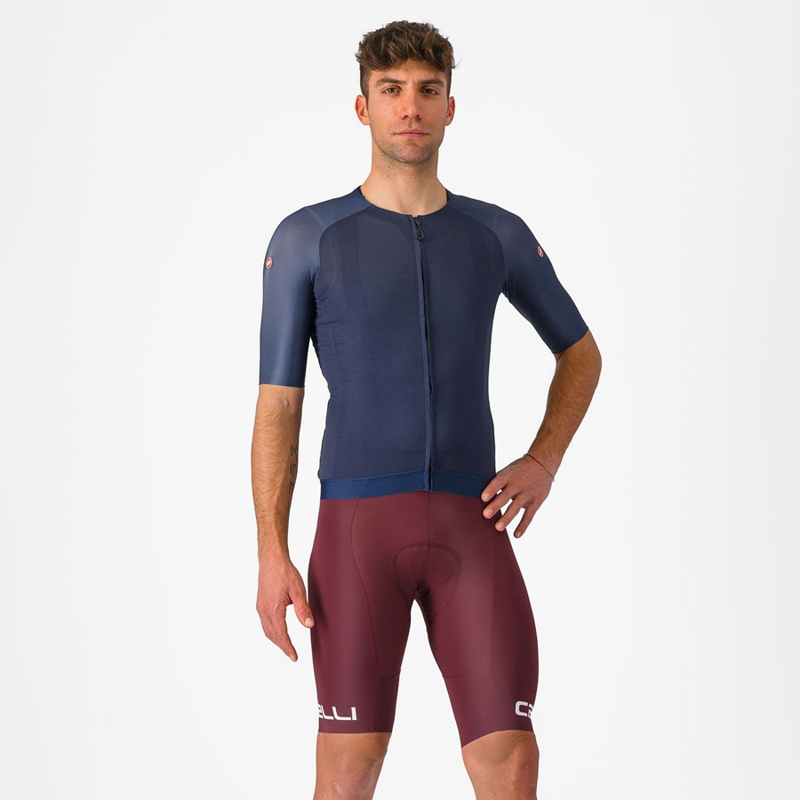 Deep Burgundy / White Men Castelli FREE AERO RC CLASSIC Bib Shorts | QLFY-30756