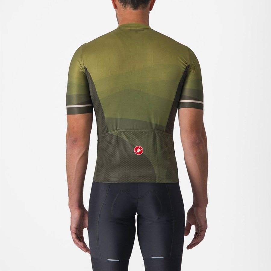 Deep Green / Olive / Silver Men Castelli ORIZZONTE Jersey | YPUZ-69472