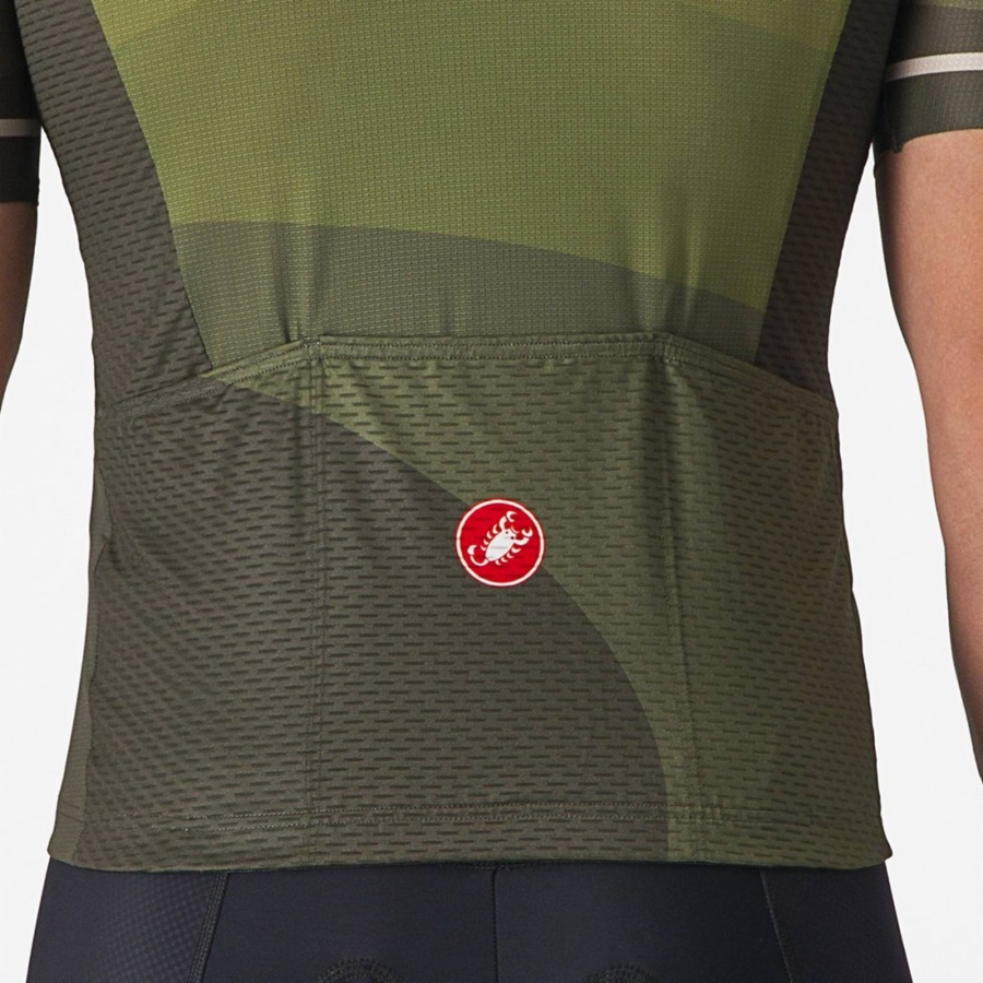 Deep Green / Olive / Silver Men Castelli ORIZZONTE Jersey | YPUZ-69472