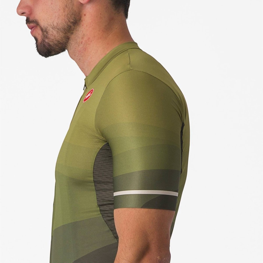 Deep Green / Olive / Silver Men Castelli ORIZZONTE Jersey | YPUZ-69472