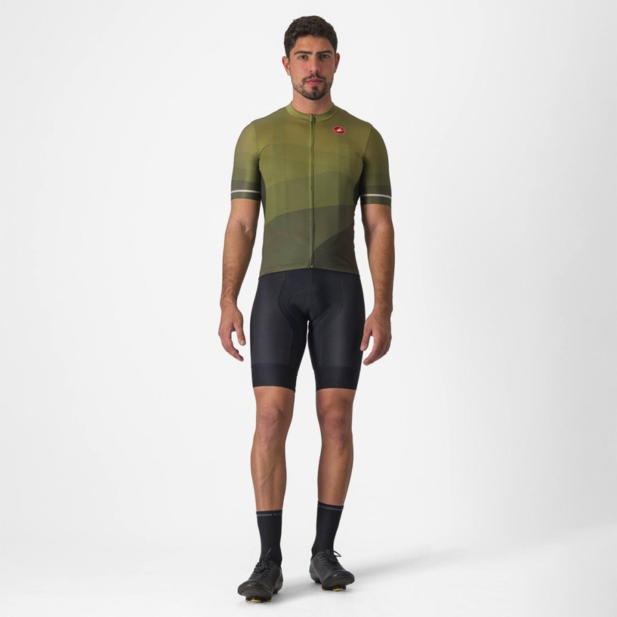 Deep Green / Olive / Silver Men Castelli ORIZZONTE Jersey | YPUZ-69472