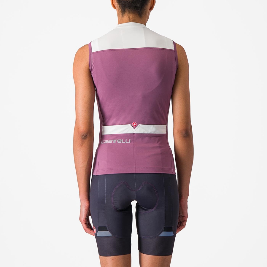 Deep Purple / White Women Castelli SOLARIS SLEEVELESS Jersey | JTYK-80951