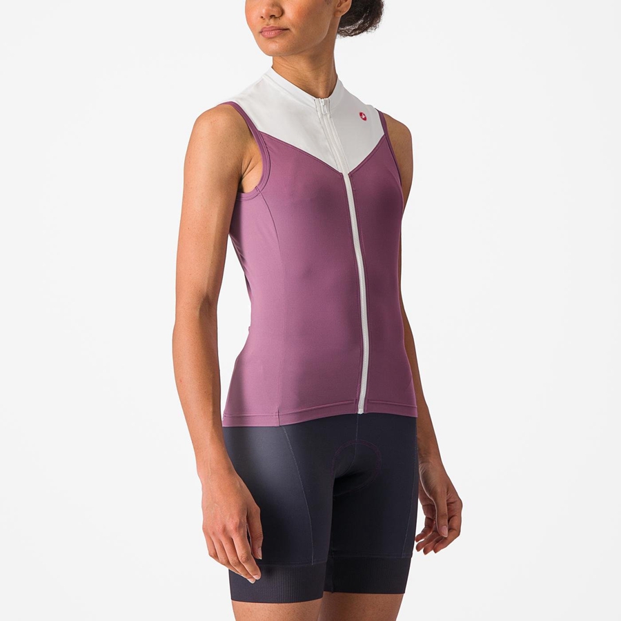 Deep Purple / White Women Castelli SOLARIS SLEEVELESS Jersey | JTYK-80951