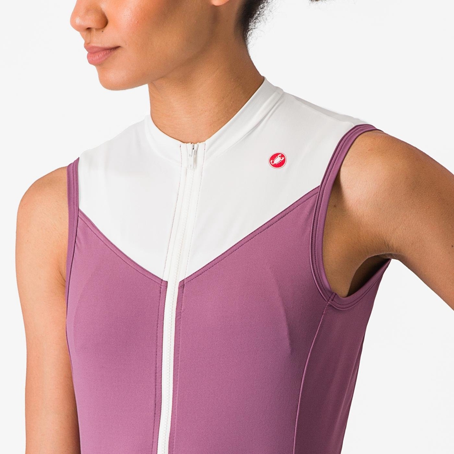 Deep Purple / White Women Castelli SOLARIS SLEEVELESS Jersey | JTYK-80951