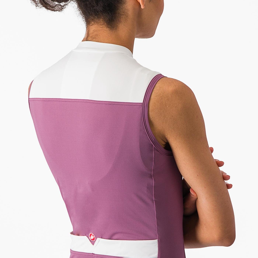 Deep Purple / White Women Castelli SOLARIS SLEEVELESS Jersey | JTYK-80951