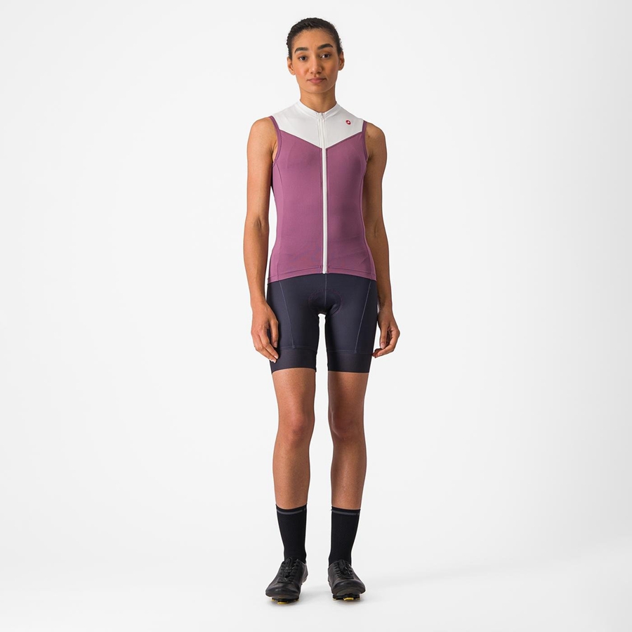 Deep Purple / White Women Castelli SOLARIS SLEEVELESS Jersey | JTYK-80951