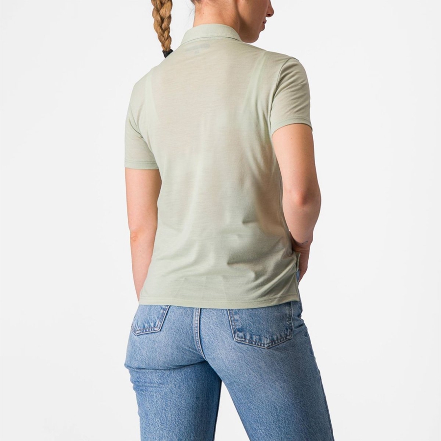 Green Women Castelli MERINO W POLO Casual | WSPQ-80271