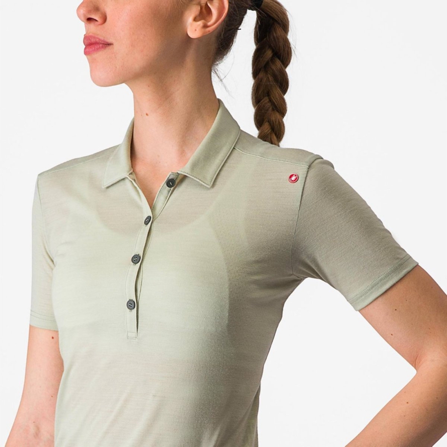 Green Women Castelli MERINO W POLO Casual | WSPQ-80271