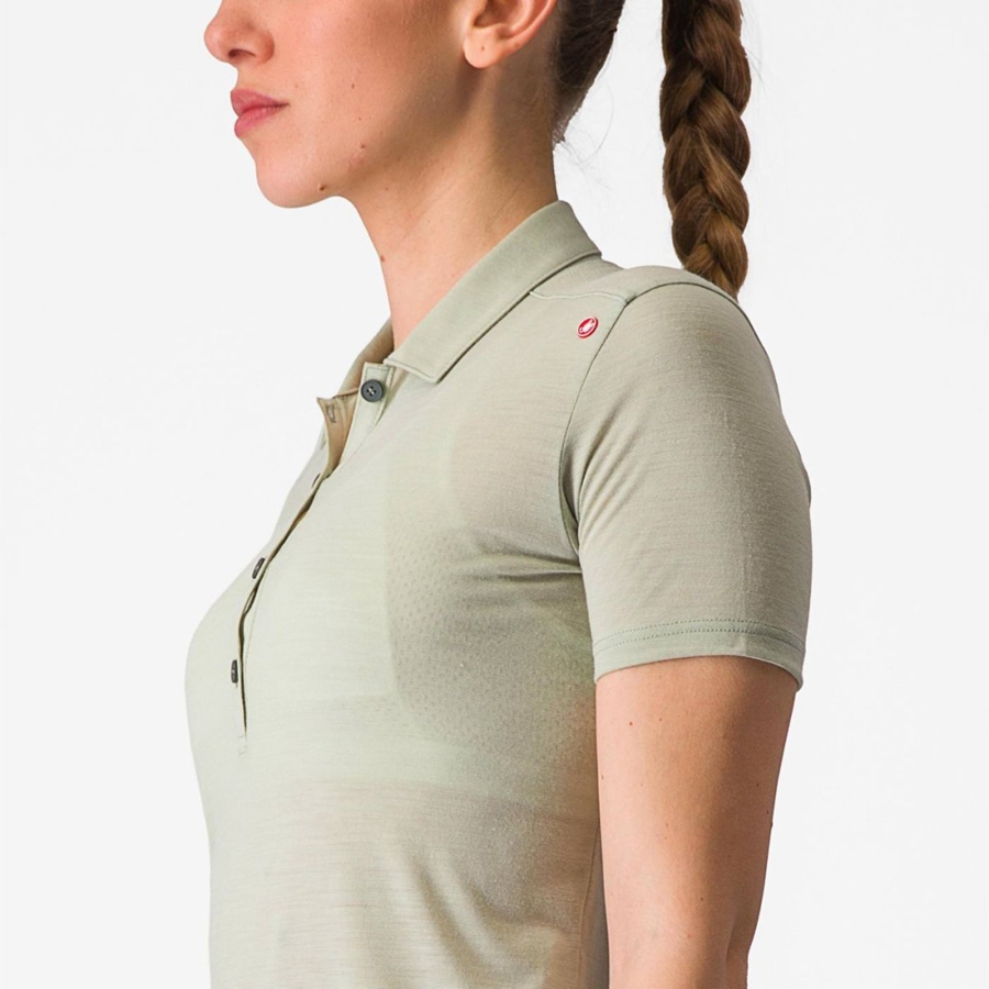 Green Women Castelli MERINO W POLO Casual | WSPQ-80271