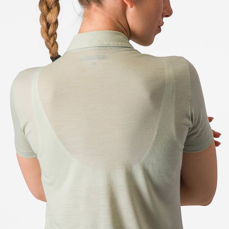 Green Women Castelli MERINO W POLO Casual | WSPQ-80271