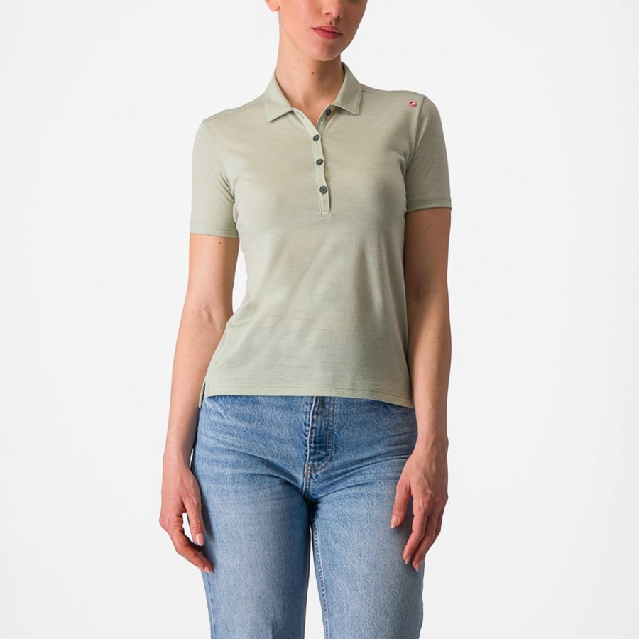 Green Women Castelli MERINO W POLO Casual | WSPQ-80271