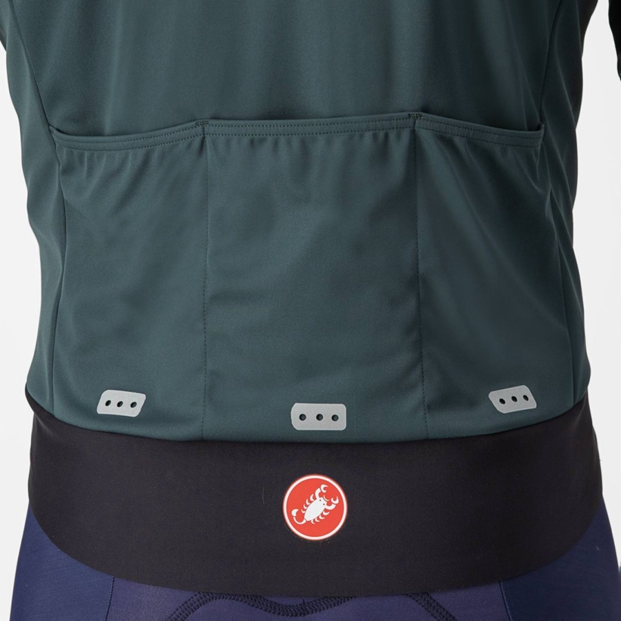 Green / Black Men Castelli ALPHA DOPPIO ROS Jackets | JBUM-52836