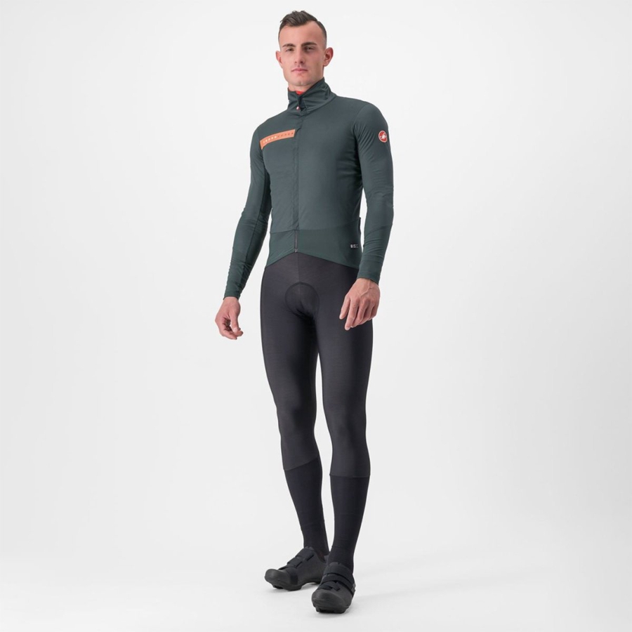 Green / Red Orange Men Castelli BETA RoS Jackets | YKSG-86341