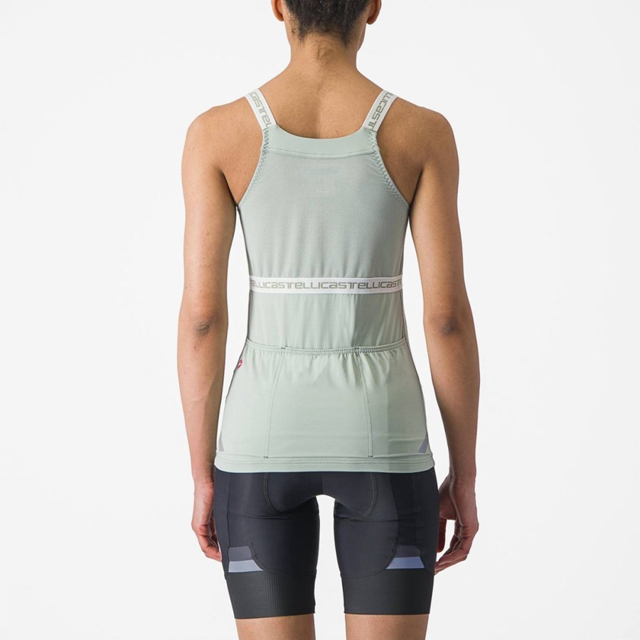 Green / White Women Castelli BAVETTE TOP Jersey | FALR-69753