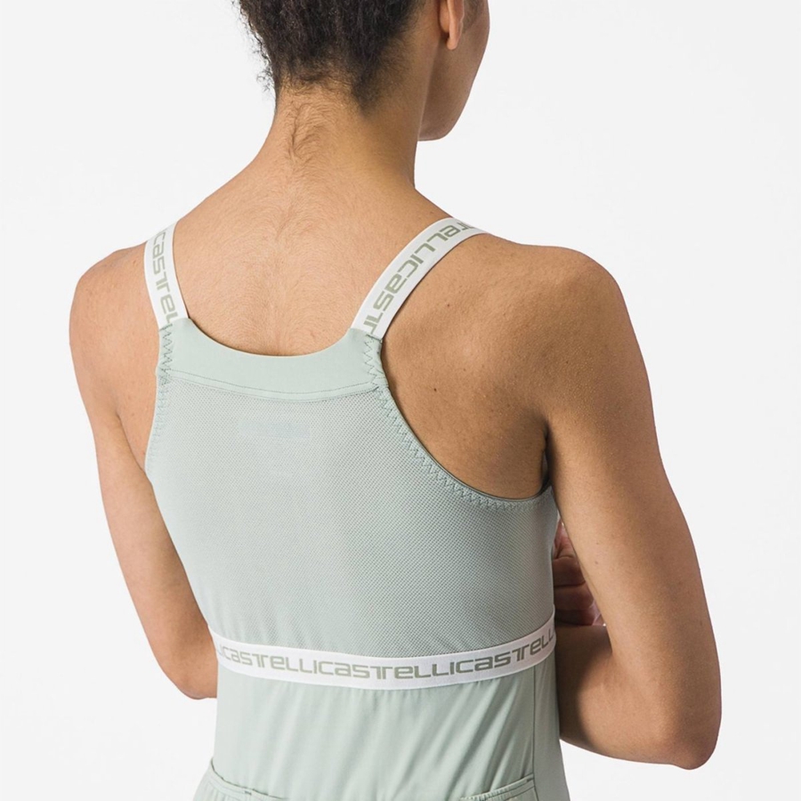 Green / White Women Castelli BAVETTE TOP Jersey | FALR-69753