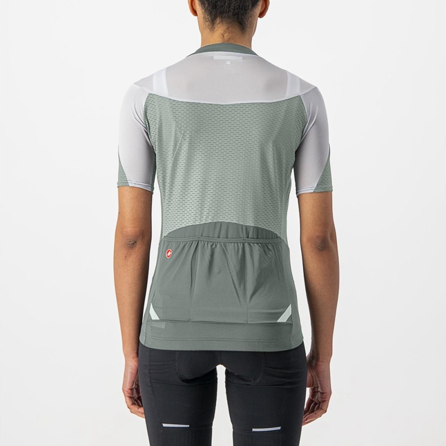 Green / White Women Castelli GRADIENT COLOR BLOCK Jersey | ZAJV-47629