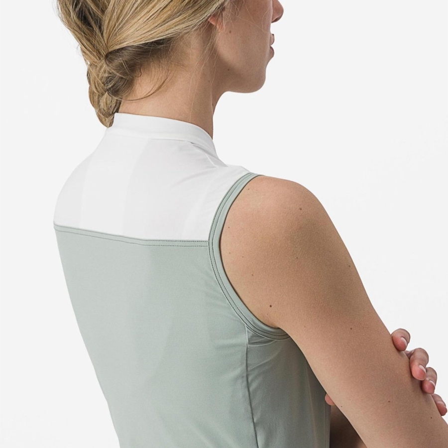 Green / White Women Castelli SOLARIS SLEEVELESS Jersey | SQUR-34591