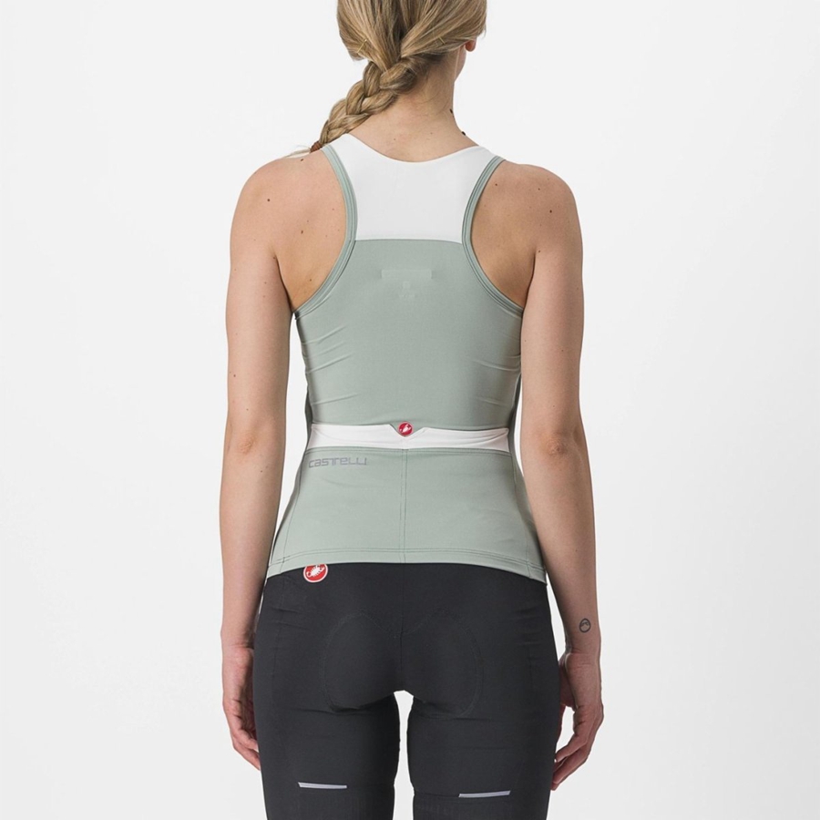 Green / White Women Castelli SOLARIS TOP Jersey | KZLO-61487