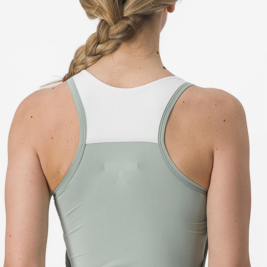 Green / White Women Castelli SOLARIS TOP Jersey | KZLO-61487