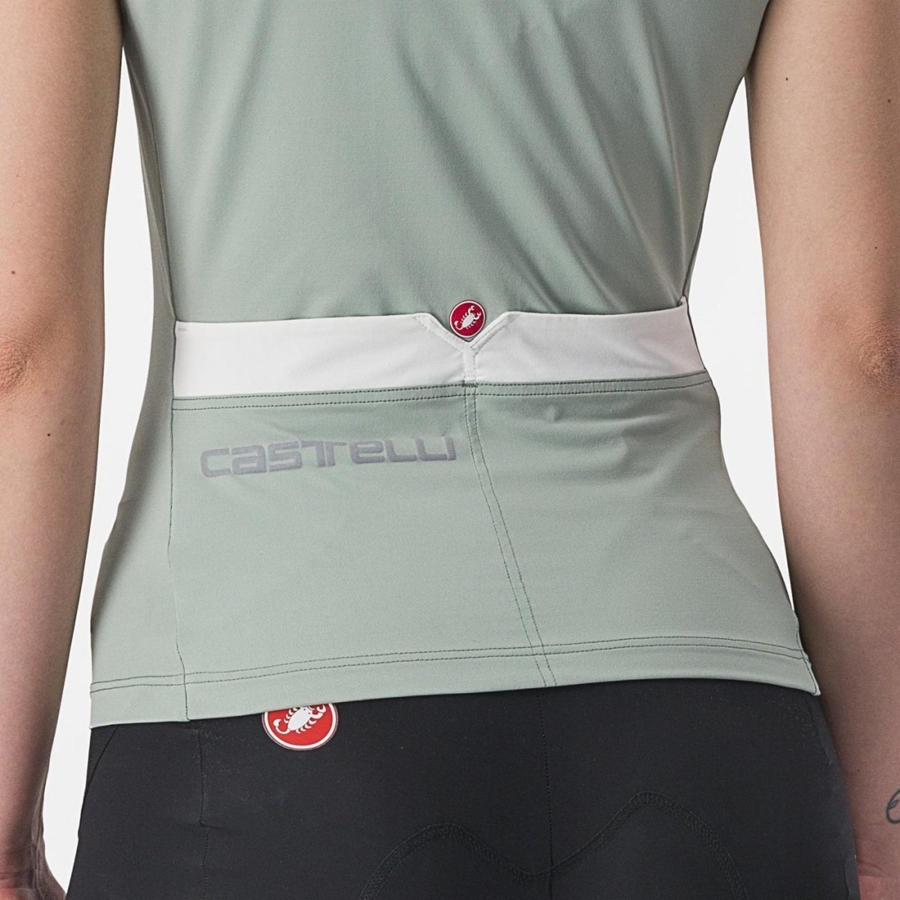 Green / White Women Castelli SOLARIS TOP Jersey | KZLO-61487