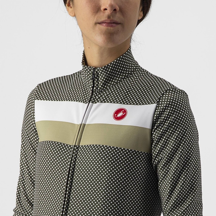 Green / White / Green Women Castelli VOLARE LS Jersey | VJUC-23879