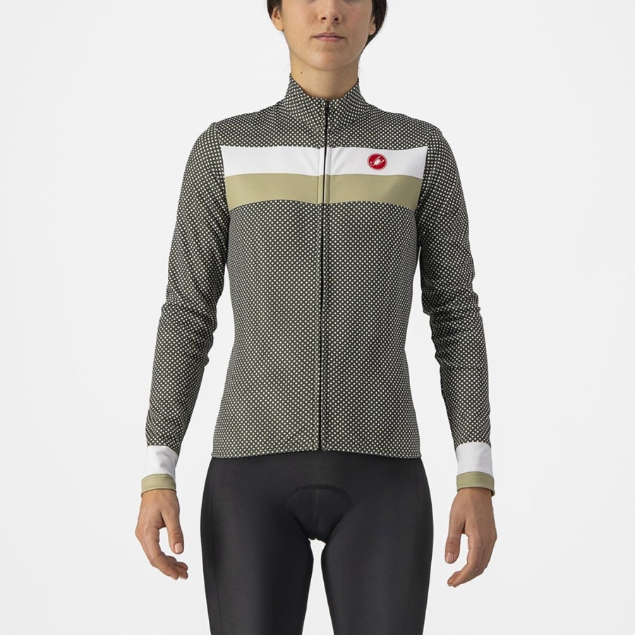 Green / White / Green Women Castelli VOLARE LS Jersey | VJUC-23879