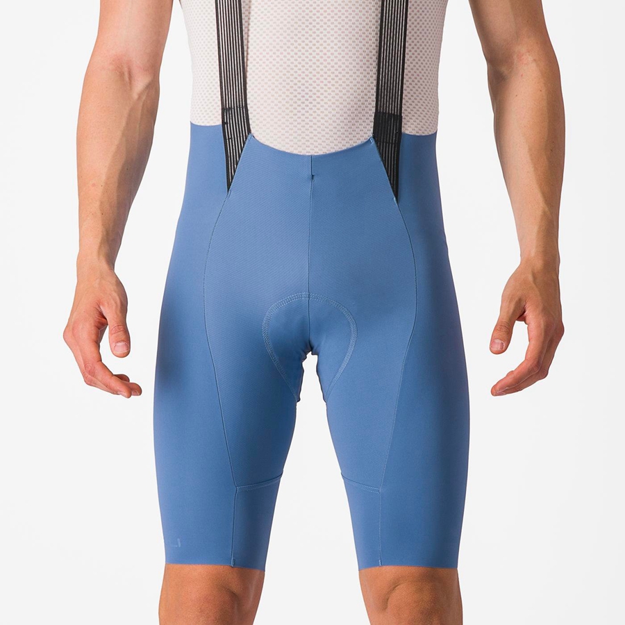 Grey Blue Men Castelli FREE AERO RC Bib Shorts | NZHD-94250