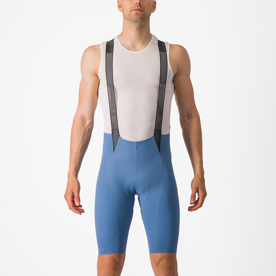 Grey Blue Men Castelli FREE AERO RC Bib Shorts | NZHD-94250