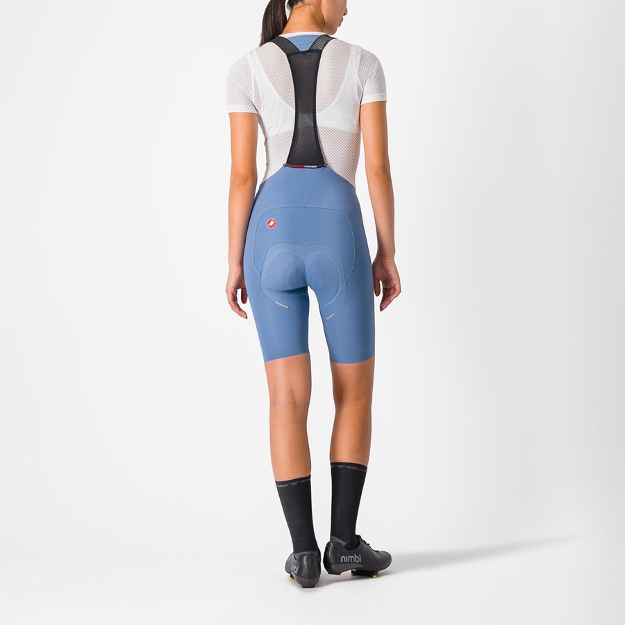 Grey Blue Women Castelli FREE AERO RC W Bib Shorts | BWFS-06458