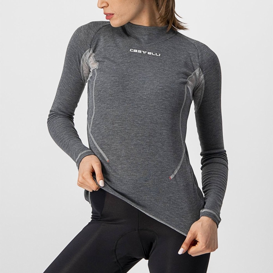 Grey Women Castelli FLANDERS 2 W WARM LONG SLEEVE Base Layer | NIPF-13056