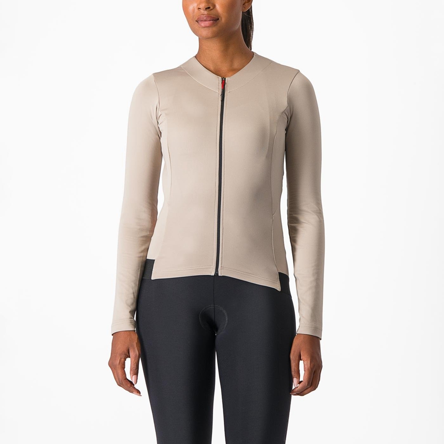 Grey Women Castelli FLY LS W Jersey | KOHP-48120